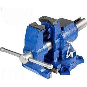 Bankschroef - Bankschroef Draaibaar - Werkbankschroef - Heavy Duty - 360° Draaibaar - Gietijzer - 30Kn Klemkracht - Blauw