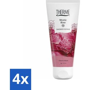 4 x Therme - Mystic Rose - Douche Scrub - Verfrissend - Verzorgend - 200ml - Douchescrub - Lichaamscrub - Roos - Lychee - Cacao