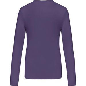 T-shirt Dames M Kariban V-hals Lange mouw Purple 100% Katoen