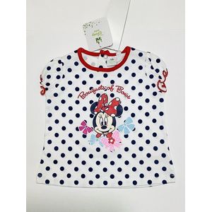 Disney Minnie Mouse t-shirt - polkadot - wit/roze - maat 74 (12 maanden)