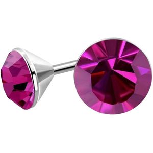 Aramat jewels ® - Ronde zweerknopjes roze kristal staal 3mm