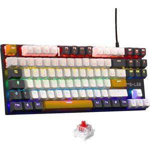 Compact Mechanisch Gaming Toetsenbord TKL met RGB Achtergrondverlichting - 87 Toetsen, AZERTY Indeling, Red Switches