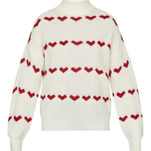 SISTERS POINT Hilsa-pu - Dames trui - Cream/Ruby - Maat M