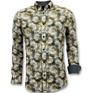 Luxe Heren Overhemden met Digitale Print - 3053 - Geel