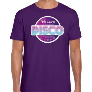 We love disco feest t-shirt paars voor heren - paarse 70s/80s/90s disco/feest shirts L