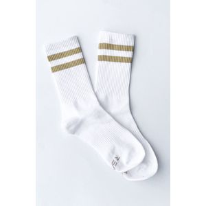 Set van 3 - REVIVE Sportsokken, unisex, kleur wit met beige, mt 36-40, biologisch katoen