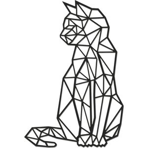 Hout-Kado - Kat/Poes (Zijkant) - Medium - Zwart - Geometrische dieren en vormen - Hout - Lasergesneden