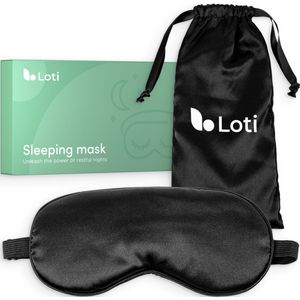 Loti Premium Zijden Slaapmasker + Opbergzakje - 100% Verduisterend Oogmasker - Verstelbaar - Blinddoek - Zijdezacht - Anti-Rimpel – Eye Mask – Sleep Mask – Zwart