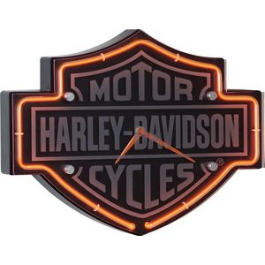 Harley-Davidson Etched Bar & Shield Shaped Neon Klok