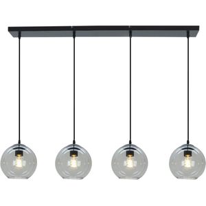 Olucia GIADA - Hanglamp - Grijs / Zwart - 4L - Vorm: Rechthoek