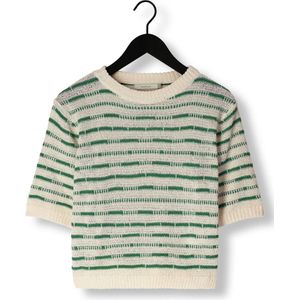 NUKUS Vinna Pullover Ss Stripe Truien & vesten Dames - Sweater - Hoodie - Vest- Groen - Maat XL