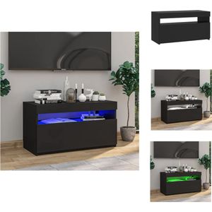 vidaXL Mediakast - TV-meubel met LED-verlichting - 75 x 35 x 40 cm - Zwart - Bewerkt hout - Kast