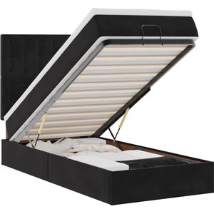 vidaXL - Ottoman - bed - met - matrassen - 80x200cm - fluweel - zwart