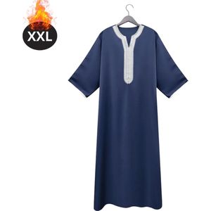 Bovista Islamitische Kleding - Djellaba Heren - Moslim Kleding - Arabisch Mannen Kaftan - Alhamdulillah - Marineblauw XXL