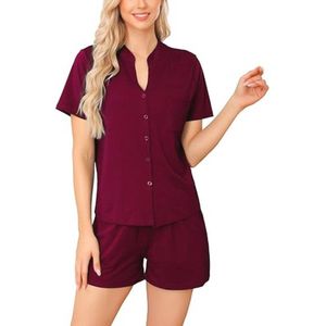 Dames Katoenen Pyjama Set - Zachte Lounge Kleding met Korte Mouwen en Shorts