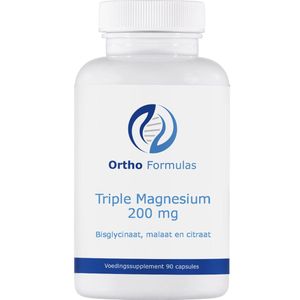 Triple Magnesium - 200 mg - 90 tabletten - energie - ontspanning spieren - zenuwstelsel - regulatie hormonen - immuunsysteem - gemoedstoestand - vegan