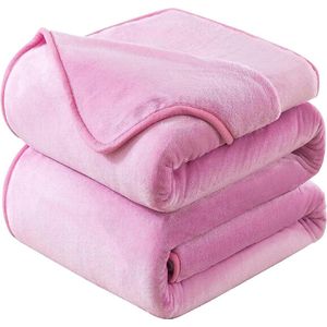Deken 130x150 cm Roze Zacht en Warm Dubbele Beddeken en Flanellen Sofa Throw Dubbelzijdig Omkeerbaar