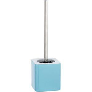 WENKO WC-garnituur Elmo blauw keramiek - wc-borstelhouder met siliconen borstel, keramiek, 12 x 39,5 x 12 cm, blauw