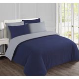 Vision - Flanel - Dekbedovertrek - Blauw/grijs - 260 x 240 cm - 100% Katoen Flanel