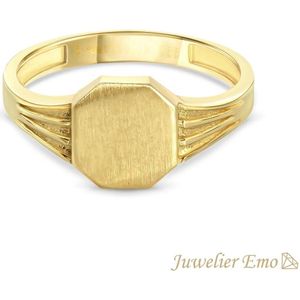 Juwelier Emo - 14 Karaat Vierkante Gouden Kinderring jongens - KIDS - MATTE LOOK - MAAT 15.00