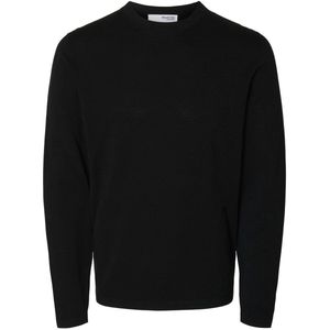 Selected Homme - SLHRAVI LS KNIT STRUCTURE CREW NECK - Trui - Zwart - Regular Fit