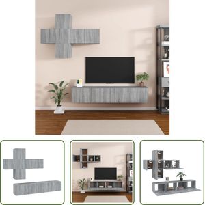 The Living Store TV-meubelset - Grijs Sonoma Eiken - 4x30x30cm + 1x60x30x30cm + 2x80x30x30cm - Trendy en praktisch