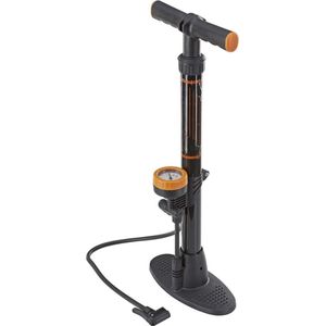 Fietspomp met drukmeter - staande luchtpomp - manometer - lengte 560 mm - behuizing kunststof - duo-kop - alle ventielen fietspomp met drukmeter