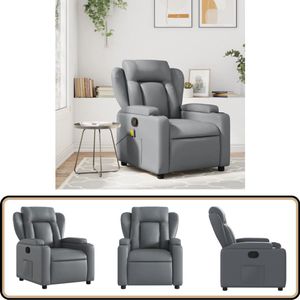 vidaXL Fauteuil - Verstelbaar Kunstleer - Grijs Verstelbare Fauteuil - Fauteuils - Lounge Stoel - Relaxfauteuil - Kunstleder Fauteuil