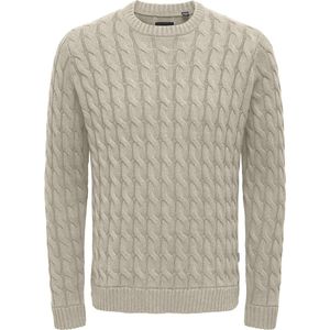 ONLY&SONS - ONSKICKER LIFE REG 3 CABLE CREW KNIT - Gebreide Trui - Grijs