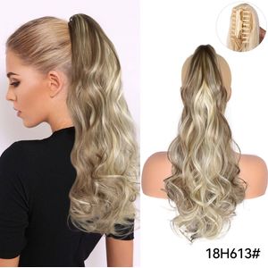 Ponytail mixed 18H613 (P006) Asblond met lichtblond - 55cm - Paardenstaart - Haarverlenging - Extensions - Wavy - gemixt #18 #H613 - Haarstuk - 22'' - 22 inch