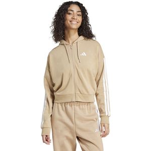 Adidas - Essentials 3 Stripes - Sweatshirt - Beige - Met Rits - Vrouw