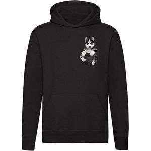 Husky in borstzakje Hoodie | Hond | Dog | Huisdier | Dierendag | Grappig | Unisex | Trui | Sweater | Capuchon