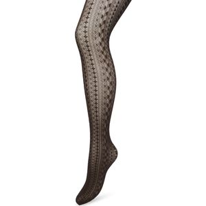 Bonnie Doon Grafische Panty 40 Denier Bruin Dames maat S/M - Grafisch - Print - Gladde Naden - Maximaal Draagcomfort - Chique Panty - Geometrie Tights - Feestelijk - Bracken - BP221902.158