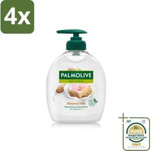 Palmolive - Amandelmelk - Handzeep Met Pomp - Milde Reiniging - 300 ml - Voordeelverpakking - 4 stuks - Verzorging - Natuurlijke ingrediënten