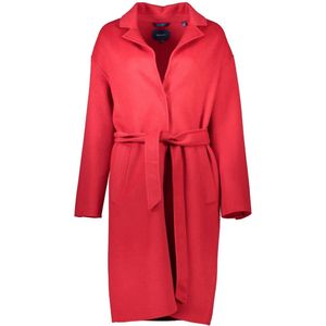 Belted Wool Coat Classic Style Wo - Red Jackets