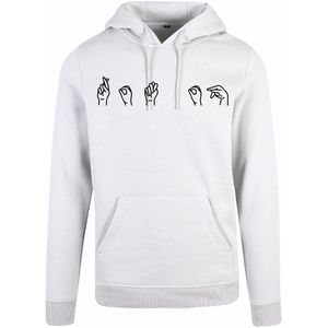 7311 - Hoodie - Gebarentaal; Rot op-White-XL