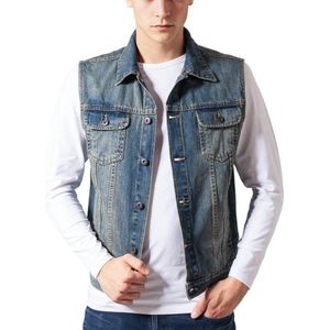Urban Classics Mouwloos jacket -2XL- Basic heren mouwloos Spijkerjas Blauw
