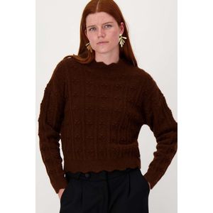 Zusss Ajour Trui Met Schulp Rand Bruin