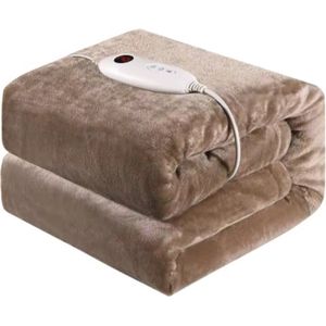 Elektrische Deken - Bruin - 180x130 cm - 1 Persoons - Flanel - 6 Standen - Wasbaar
