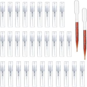 Parfumflesjes Lege Sprayer 3ml, 30 Stuks Parfumspuitfles Parfumfles, Mini Hervulbare Spuitfles Parfumverstuiver, Transparant Plastic Draagbare Mini-flesjes voor Reizen Etherische Parfum Lotion