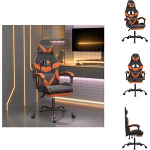 vidaXL Gamestoel - Zwart/Oranje - Kunstleer - 57.5x59.5x(121-131) cm - Verstelbare rugleuning en hoogte - Extra kussens en voetensteun - Bureaustoel