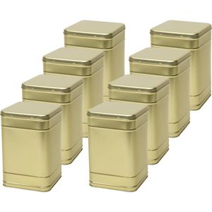 3x Gouden vierkante opbergblikken/bewaarblikken 25 cm - Gouden voorraadblikken - Voorraadbussen
