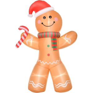 Opblaasbare Gingerbread Man met LED-lamp - Kerst decoratie - Kerstversiering - Kerst - Kerstverlichting buiten - Kerstverlichting - 170 cm x 65 cm x 240 cm