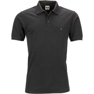 James and Nicholson Heren Werkkleding Polo Pocket Shirt (Zwart)