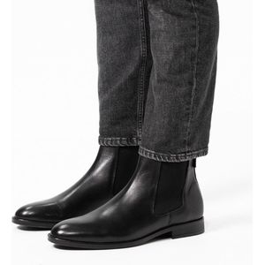 Manfield Leren Chelseaboots Zwart