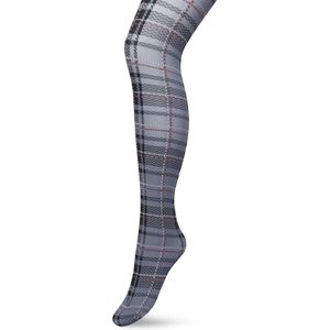Bonnie Doon Dames Panty met Ruiten 40 Denier Grijs maat S/M - Ruit Motief - Ruitjes Print - Uitstekende pasvorm - Gladde Naden - London Checks Tights - Heerlijk Comfortabel - Castlerock - BP211910.169