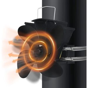 Haard Ventilator Elektrisch Gratis 4 Bladen Stille Houtkachel Werkplaats Pelletkachel Zwart - Hangende Ringen Elektrische haard