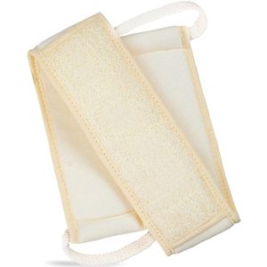 Natuurlijke luffa voor douche, rugscrubber, extra lange scrubband gemaakt van natuurlijke luffa vezels, diepreinigende lichaamspons voor mannen en vrouwen - Zacht katoenen handvat, 1 stuk