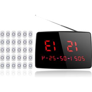 Draadloos Oproepsysteem SU-620 Display-ontvanger + SU-A01 Knopzender Pager met 1 Tot 30 Knoppen - Inclusief Radiofrequentie Wireless Tech - Geschikt voor Restaurant, Hotels, Bars, Fabrieken en Werkplaatsen (EU-stekker) .