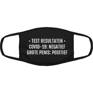 Grappig mondkapje test uitslag| Grote p*nis | gezichtsmasker | bescherming | bedrukt | logo | Zwart mondmasker van katoen, uitwasbaar & herbruikbaar. Geschikt voor OV